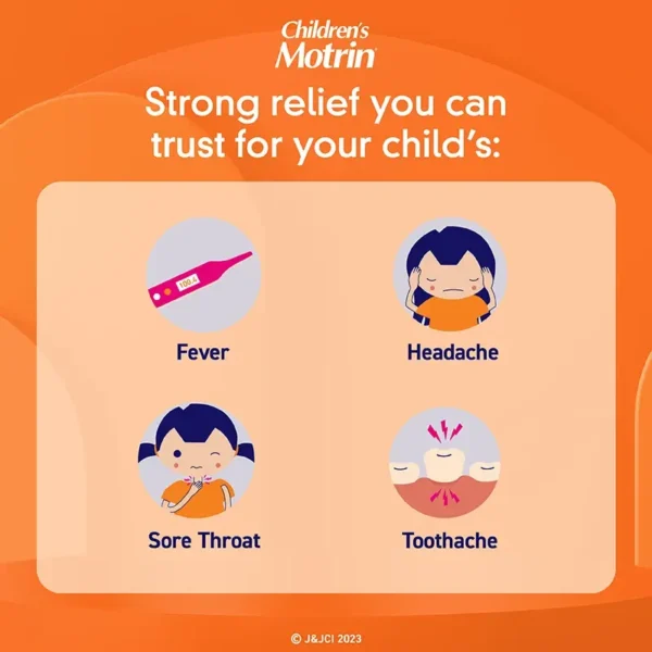 Motrin® Children’s Ibuprofen Oral Suspension, 100 mg/5 mL – 120 mL Bottle - Image 4