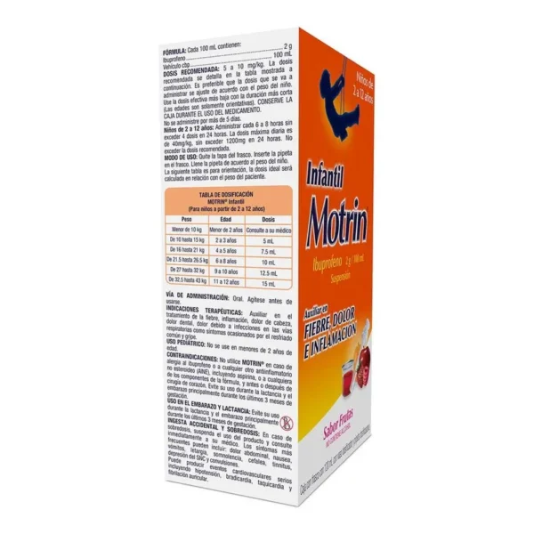 Motrin® Children’s Ibuprofen Oral Suspension, 100 mg/5 mL – 120 mL Bottle - Image 2