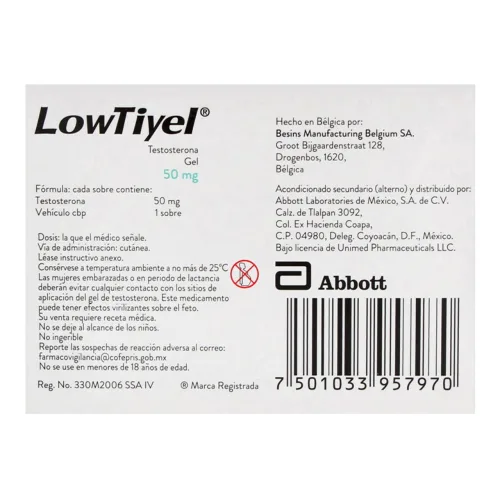 Lowtiyel Testosterone Gel 50 mg/5 g – 14 Pack (Generic AndroGel®) | CMC Pharmacy Cabo Delivery in Cabo Best Medicine Pharmacy Delivery In Cabo Safe 1 Cabo San Lucas