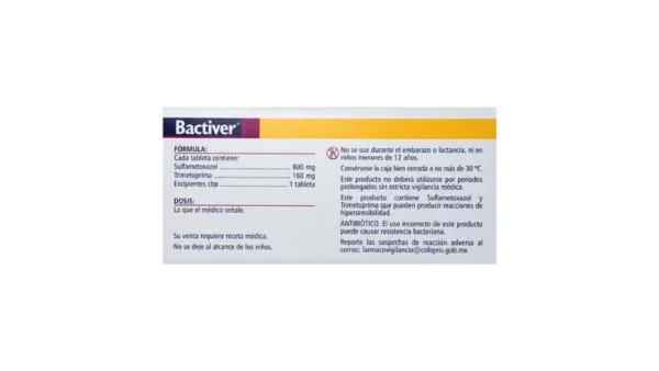 Bactiver Sulfamethoxazole / Trimethoprim 800/160 mg Tablets – 14 Count (Generic Bactrim®) - Image 2