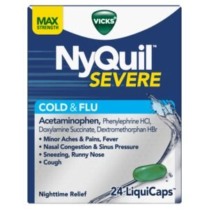 NyQuil Severe Cold & Flu 24 LiquiCaps - CMC Pharmacy Cabo