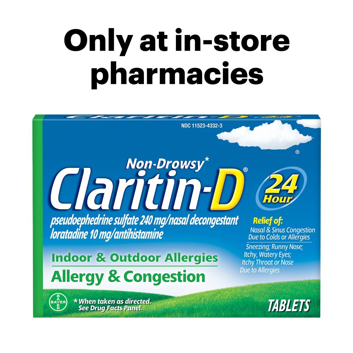 Claritin-D 24 Hour — 15 Tablets (Loratadine 10mg + Pseudoephedrine 240mg) | CMC Pharmacy Cabo Delivery in Cabo Claritin-D 24 Hour - CMC Pharmacy Cabo delivery
