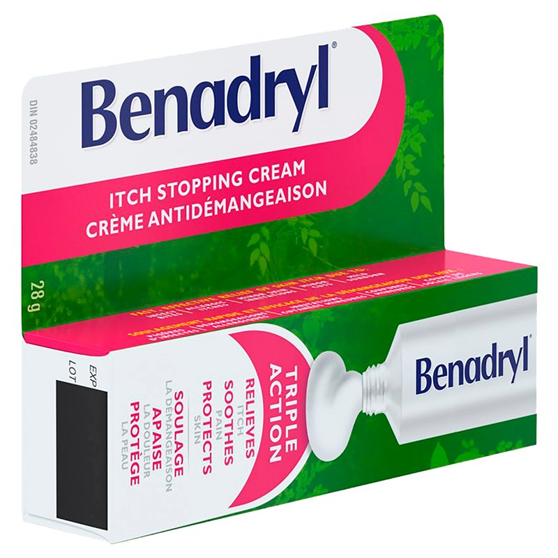 Benadryl Anti-Itch Cream 2% — 28g | CMC Pharmacy Cabo Delivery in Cabo Benadryl Anti-Itch Cream 2% 28g - CMC Pharmacy Cabo