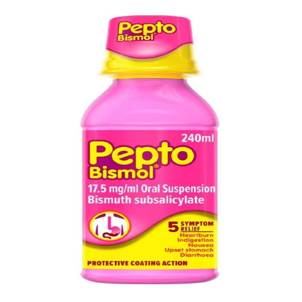 Pepto-Bismol Original 525mg — 240ml Liquid | CMC Pharmacy Cabo Delivery in Cabo Pepto-Bismol Original 525mg 240ml Liquid - CMC Pharmacy Cabo