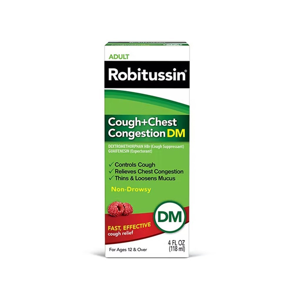 Robitussin DM Cough Syrup — 118ml Bottle | CMC Pharmacy Cabo Delivery in Cabo Robitussin DM Cough Syrup - CMC Pharmacy Cabo delivery