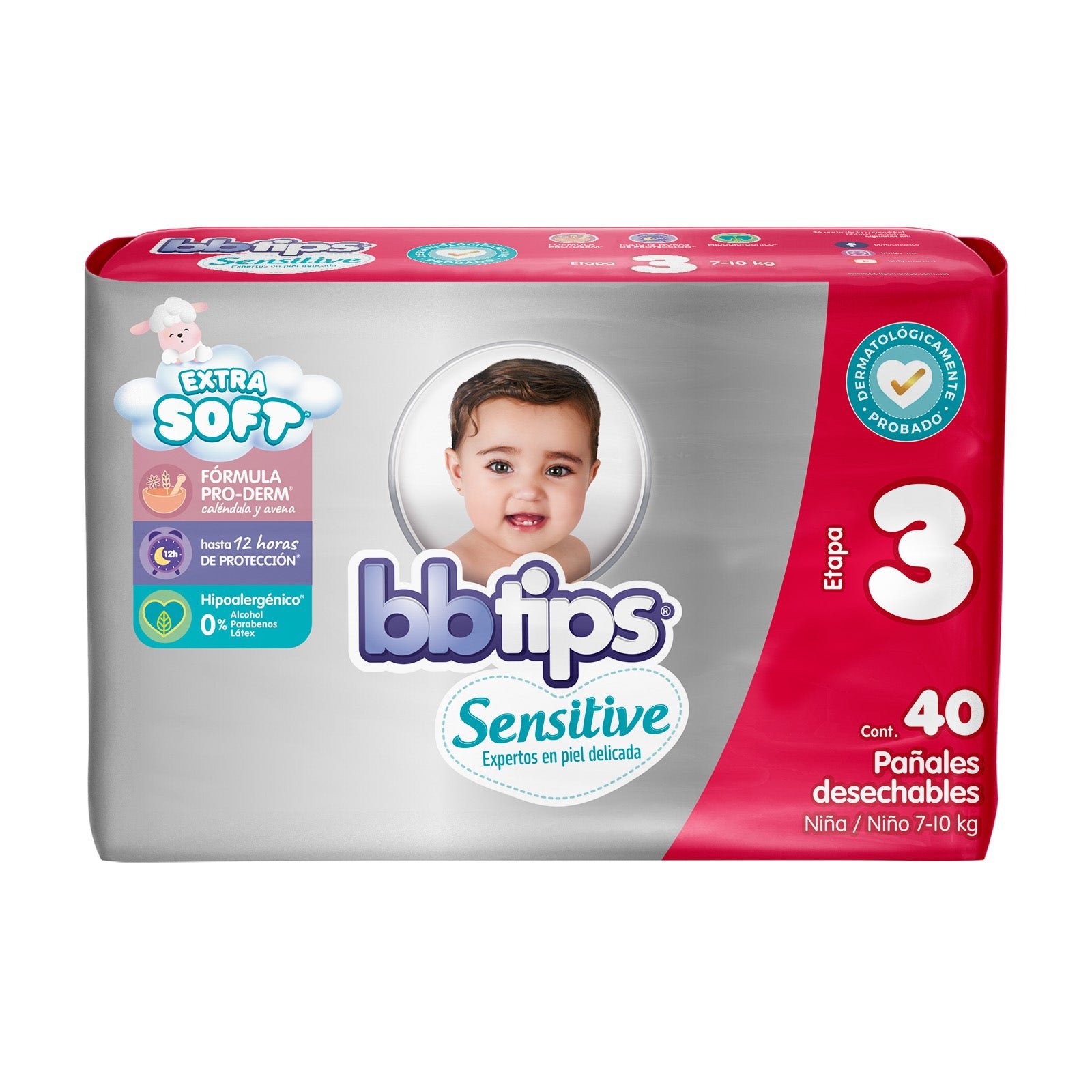 Diaper Bbtips Sensitive Size 3 Medium 40 Diapers | CMC Pharmacy Cabo Delivery in Cabo Diaper Bbtips Sensitive Size 3 Medium 40 Diapers