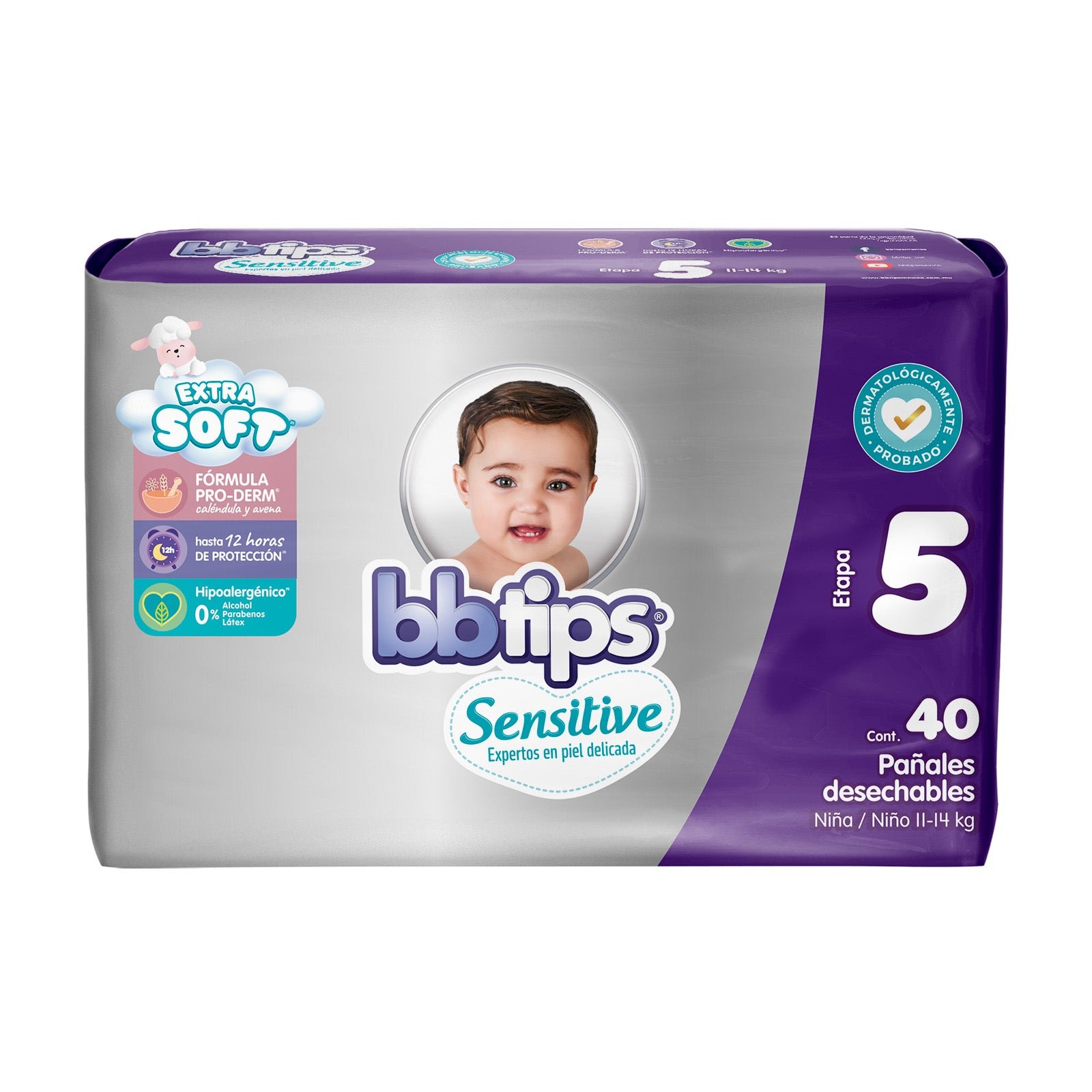 Diaper Bbtips Sensitive Size 5 40 Diapers | CMC Pharmacy Cabo Delivery in Cabo Diaper Bbtips Sensitive Size 5 40 Diapers