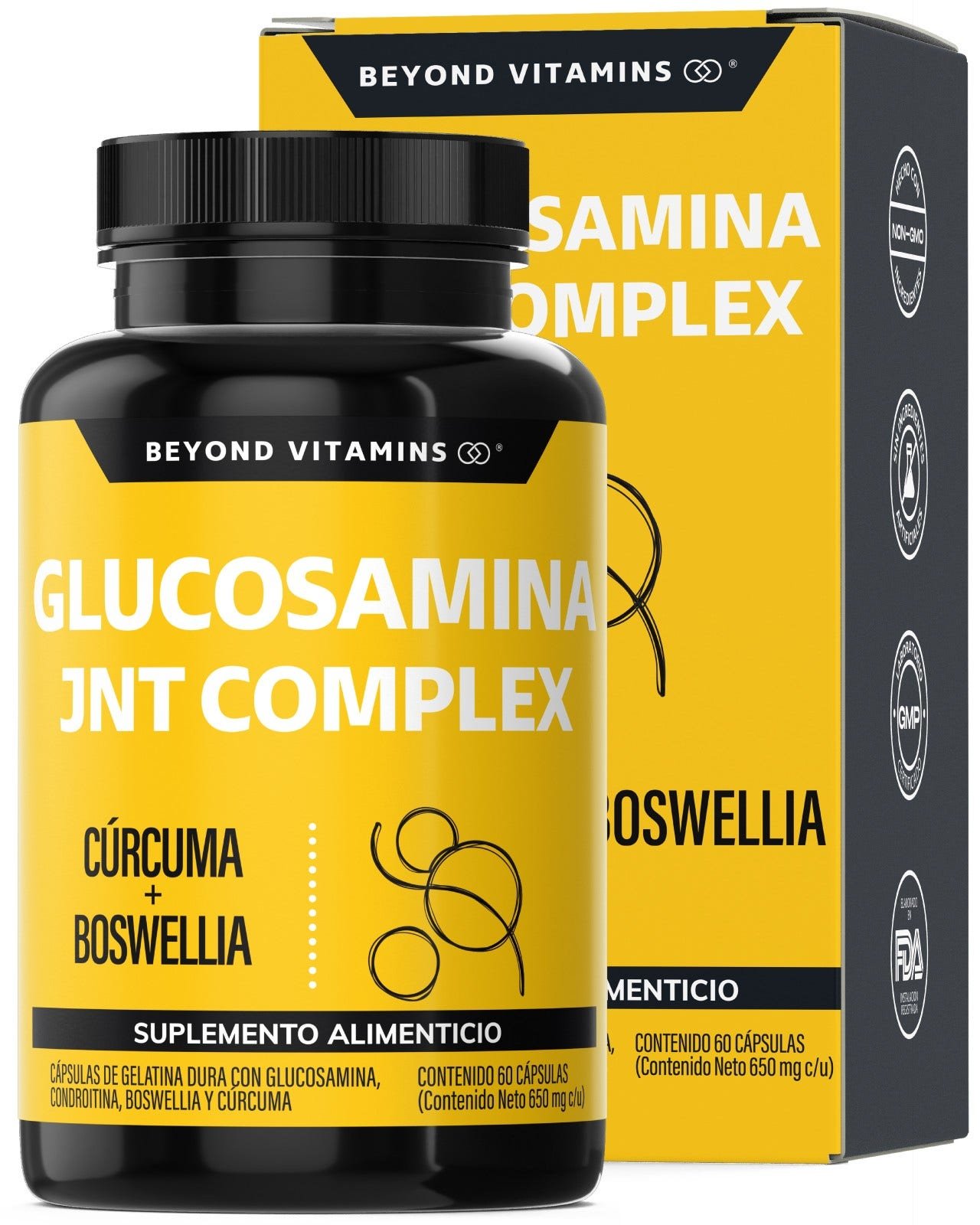 Beyond Vitamins Glucosamina JOINT Complex - Glucosamina, Condroitina, MSM, Turmeric, Boswellia Est. 95% - 60 Capsules | CMC Pharmacy Cabo Delivery in Cabo Beyond Vitamins Glucosamina JOINT Complex - Glucosamina, Condroitina, MSM, Turmeric, Boswellia Est. 95% - 60 Capsules