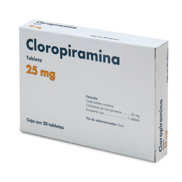 CHLOROPYRAMINE 25 MG 20 TABLETS | CMC Pharmacy Cabo Delivery in Cabo CHLOROPYRAMINE 25 MG 20 TABLETS