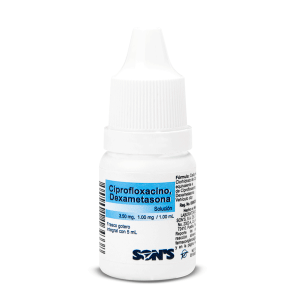 CIPROFLOXACIN / DEXAMETHASONE 3.5/1 MG OPHTHALMIC SOLUTION 5 ML 1 PIECE | CMC Pharmacy Cabo Delivery in Cabo CIPROFLOXACIN / DEXAMETHASONE 3.5/1 MG OPHTHALMIC SOLUTION 5 ML 1 PIECE