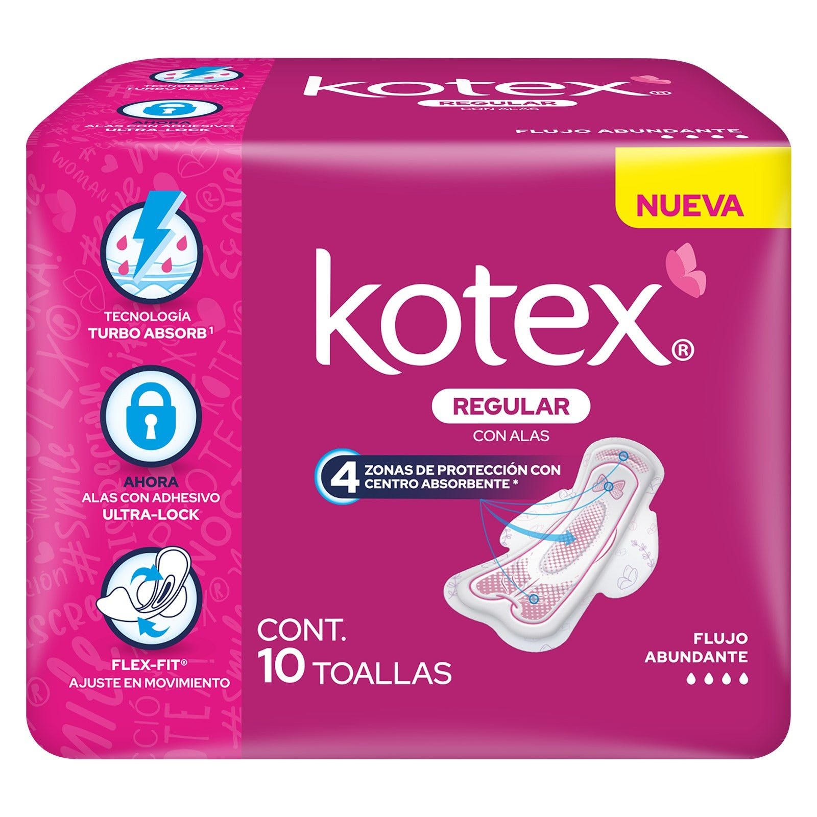 Sanitary Pads Kotex Free-Soft Anat with Alas 10 pcs | CMC Pharmacy Cabo Delivery in Cabo Sanitary Pads Kotex Free-Soft Anat with Alas 10 pcs