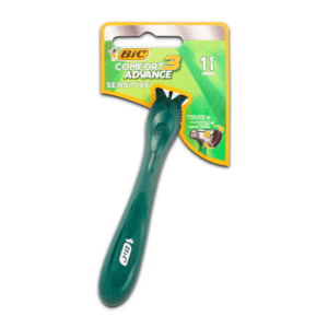 GENTLEMAN'S TRIPLE-BLADE RAKE WITH LUBRICANT BAND FOR SENSITIVE SKIN, GREEN COLOR, 1 PIECE