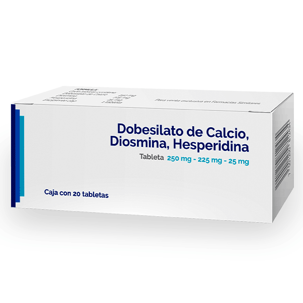 CALCIUM DOBESILATE 250 MG / DIOSMINA 225 MG / HESPERIDIN 25 MG 20 TABLETS | CMC Pharmacy Cabo Delivery in Cabo CALCIUM DOBESILATE 250 MG / DIOSMINA 225 MG / HESPERIDIN 25 MG 20 TABLETS