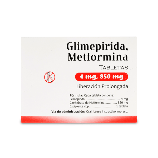 METFORMIN / GLIMEPIRIDE 850MG/4MG 16 EXTENDED-RELEASE TABLETS | CMC Pharmacy Cabo Delivery in Cabo METFORMIN / GLIMEPIRIDE 850MG/4MG 16 EXTENDED-RELEASE TABLETS
