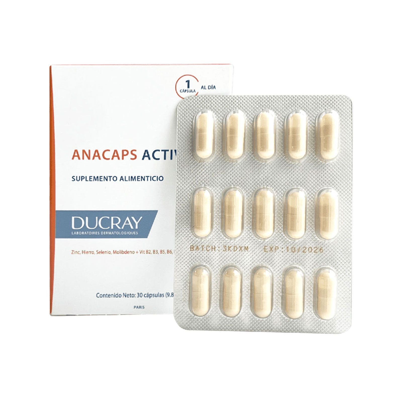 Ducray Anacaps Activ+ Dietary Supplement 30 Capsules | CMC Pharmacy Cabo Delivery in Cabo Ducray Anacaps Activ+ Dietary Supplement 30 Capsules