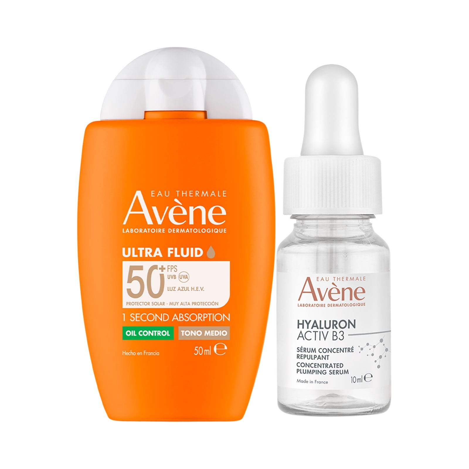 Avene Kit Sunscreen Ultra Fluid Oil Control Shade Medium 50ml + Hyaluron Activ B3 Serum Regenerador 10ml | CMC Pharmacy Cabo Delivery in Cabo Avene Kit Sunscreen Ultra Fluid Oil Control Shade Medium 50ml + Hyaluron Activ B3 Serum Regenerador 10ml
