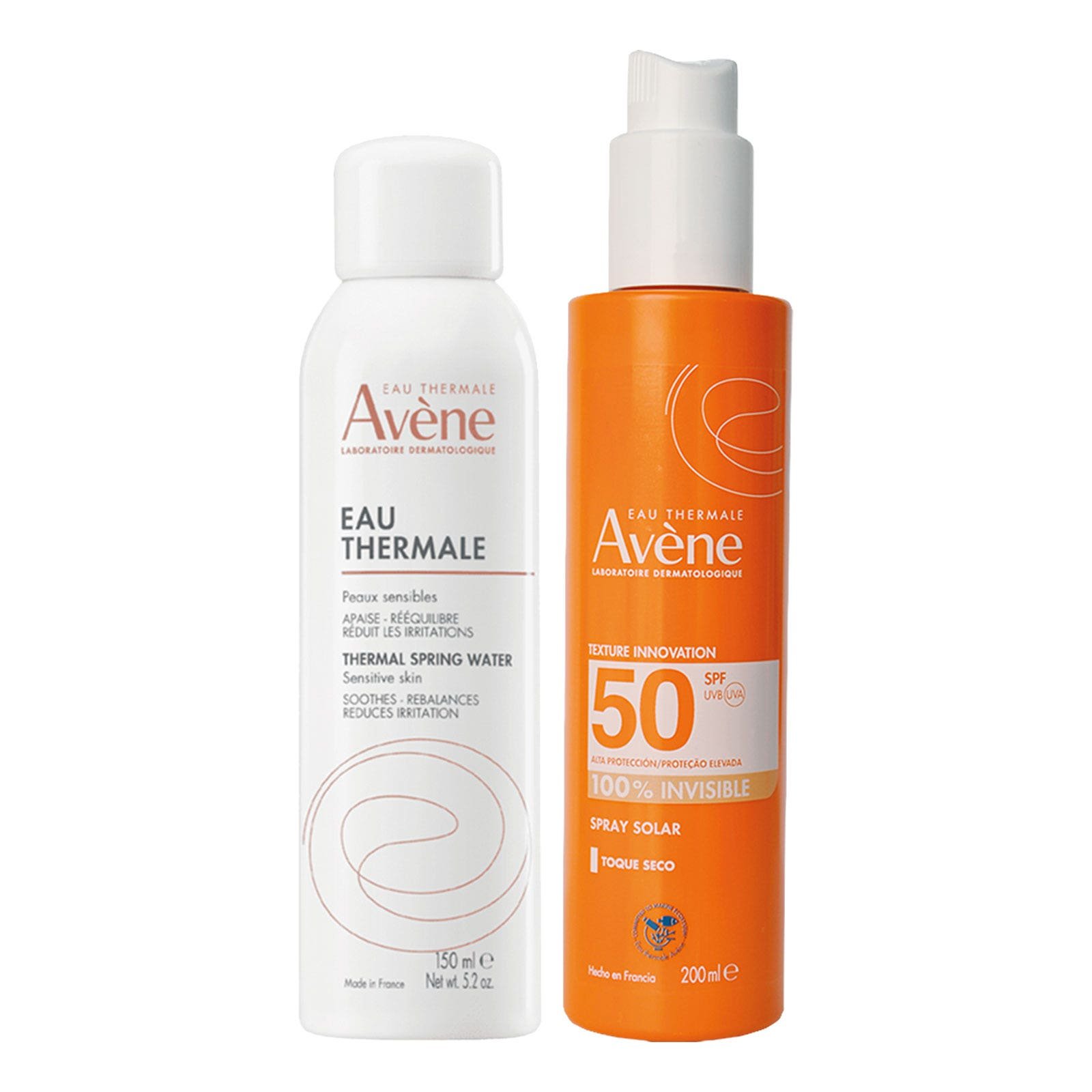 Avene Kit Sunscreen Body in Spray FPS50 200ml + Water Termal 150ml | CMC Pharmacy Cabo Delivery in Cabo Avene Kit Sunscreen Body in Spray FPS50 200ml + Water Termal 150ml