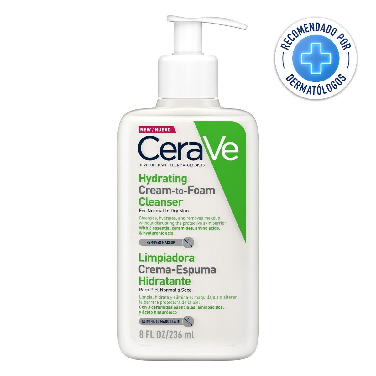 Cerave Cleansing Cream-Foam Moisturizing Facial Diaria for Normal Skin a Dry 236 ml | CMC Pharmacy Cabo Delivery in Cabo Cerave Cleansing Cream-Foam Moisturizing Facial Diaria for Normal Skin a Dry 236 ml