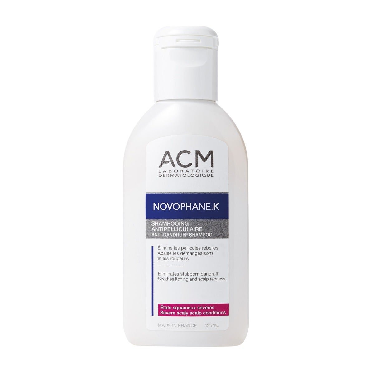 ACM Novophane K Shampoo Bottle with 125 ml | CMC Pharmacy Cabo Delivery in Cabo ACM Novophane K Shampoo Bottle with 125 ml