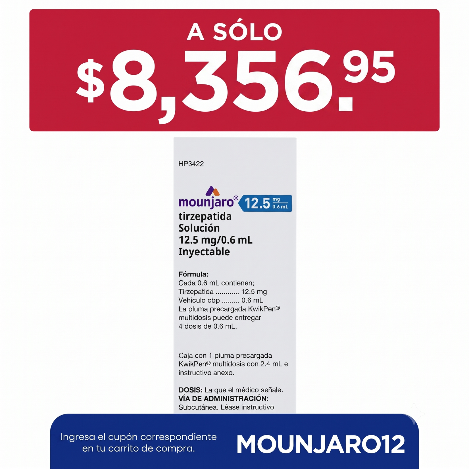 Mounjaro Kwikpen 12.5Mg/0.6Ml 3 ml | CMC Pharmacy Cabo Delivery in Cabo Mounjaro Kwikpen 12.5Mg/0.6Ml 3 ml
