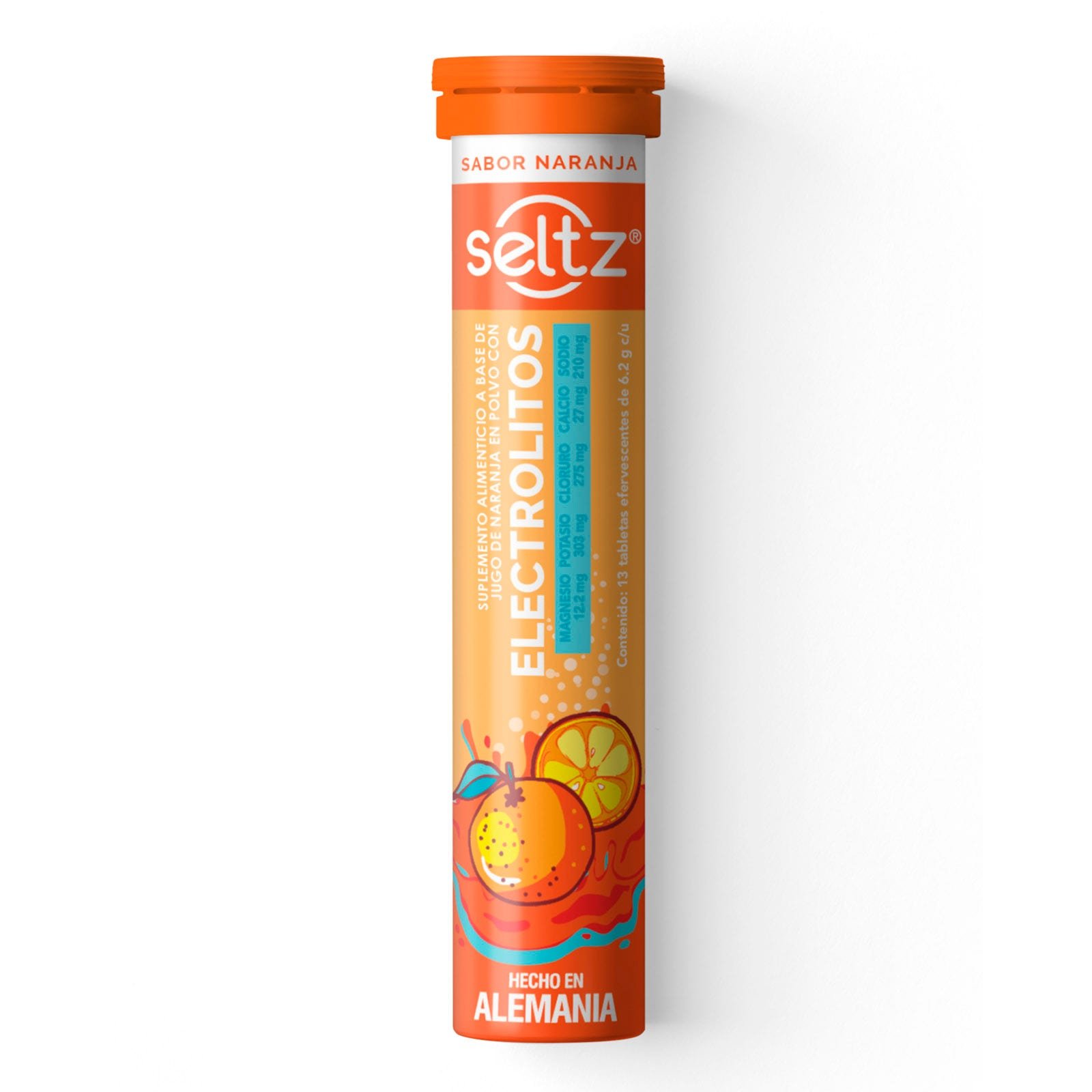 Seltz Elecrolitos Orange Flavor 13 Tablets 6.2 g | CMC Pharmacy Cabo Delivery in Cabo Seltz Elecrolitos Orange Flavor 13 Tablets 6.2 g