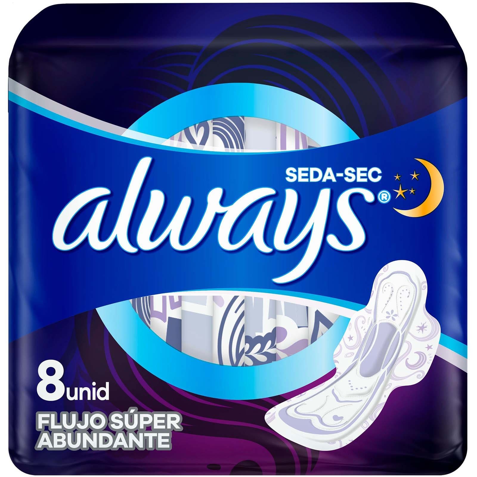 Always Night Sanitary Pads Flujo Super Abundante 8 Units | CMC Pharmacy Cabo Delivery in Cabo Always Night Sanitary Pads Flujo Super Abundante 8 Units