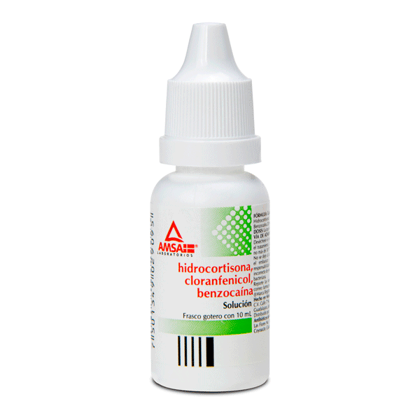 Hydrocortisone / Chloramphenicol / Benzocaine Otic Solution 10 ml 1 Piece | CMC Pharmacy Cabo Delivery in Cabo Hydrocortisone / Chloramphenicol / Benzocaine Otic Solution 10 ml 1 Piece