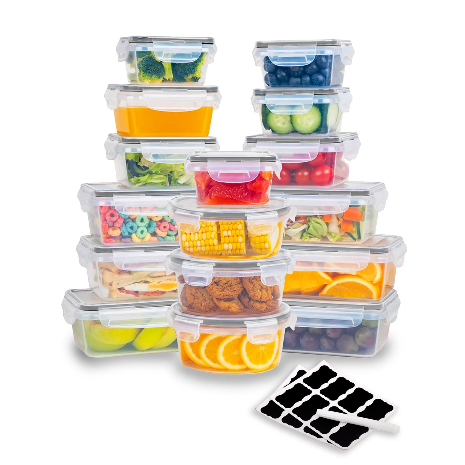 Contenedores for Alimentos Reutilizables Plastic 16 pcs with Lid | CMC Pharmacy Cabo Delivery in Cabo Contenedores for Alimentos Reutilizables Plastic 16 pcs with Lid