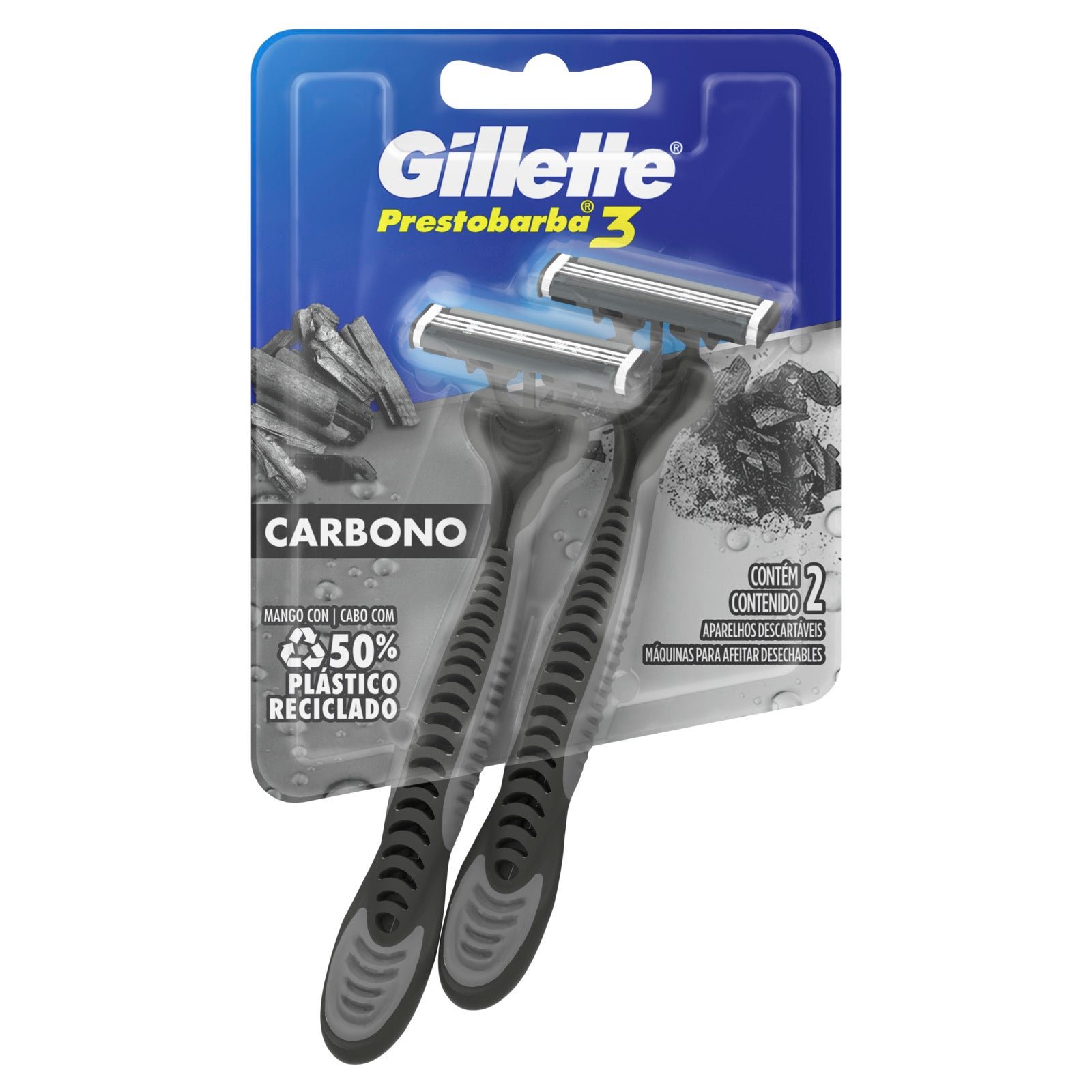 Razor Gillette Prestobarba 3 Carbono, 2 Units | CMC Pharmacy Cabo Delivery in Cabo Razor Gillette Prestobarba 3 Carbono, 2 Units