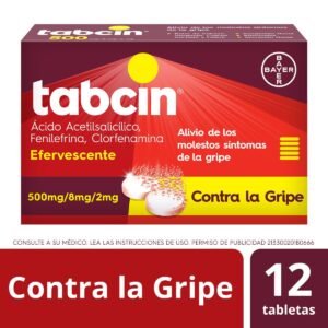 Tabcin Efervescente for Gripes Fuertes 12 Tablets 500 mg