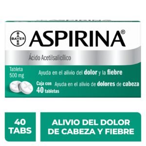Aspirina Analgesic for Pain Head & Fever 40 Tablets 500 mg