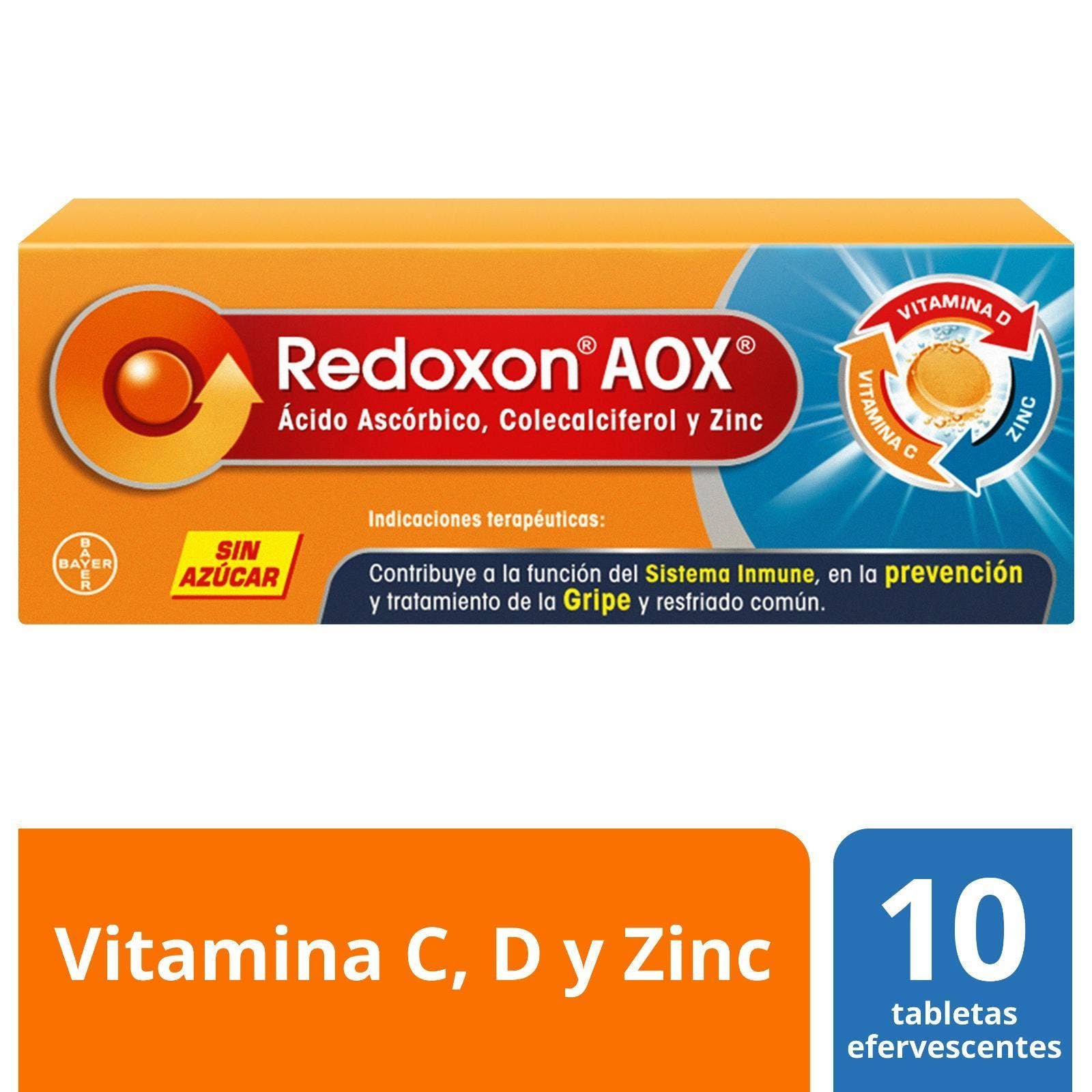 Redoxon AOX Vitamin C Tube with 10 Tablets Efervecentes without Sugar | CMC Pharmacy Cabo Delivery in Cabo Redoxon AOX Vitamin C Tube with 10 Tablets Efervecentes without Sugar