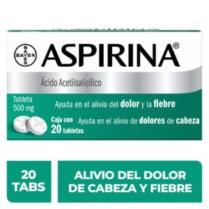 Aspirina Analgesic for Pain Head & Fever 20 Tablets 500 mg