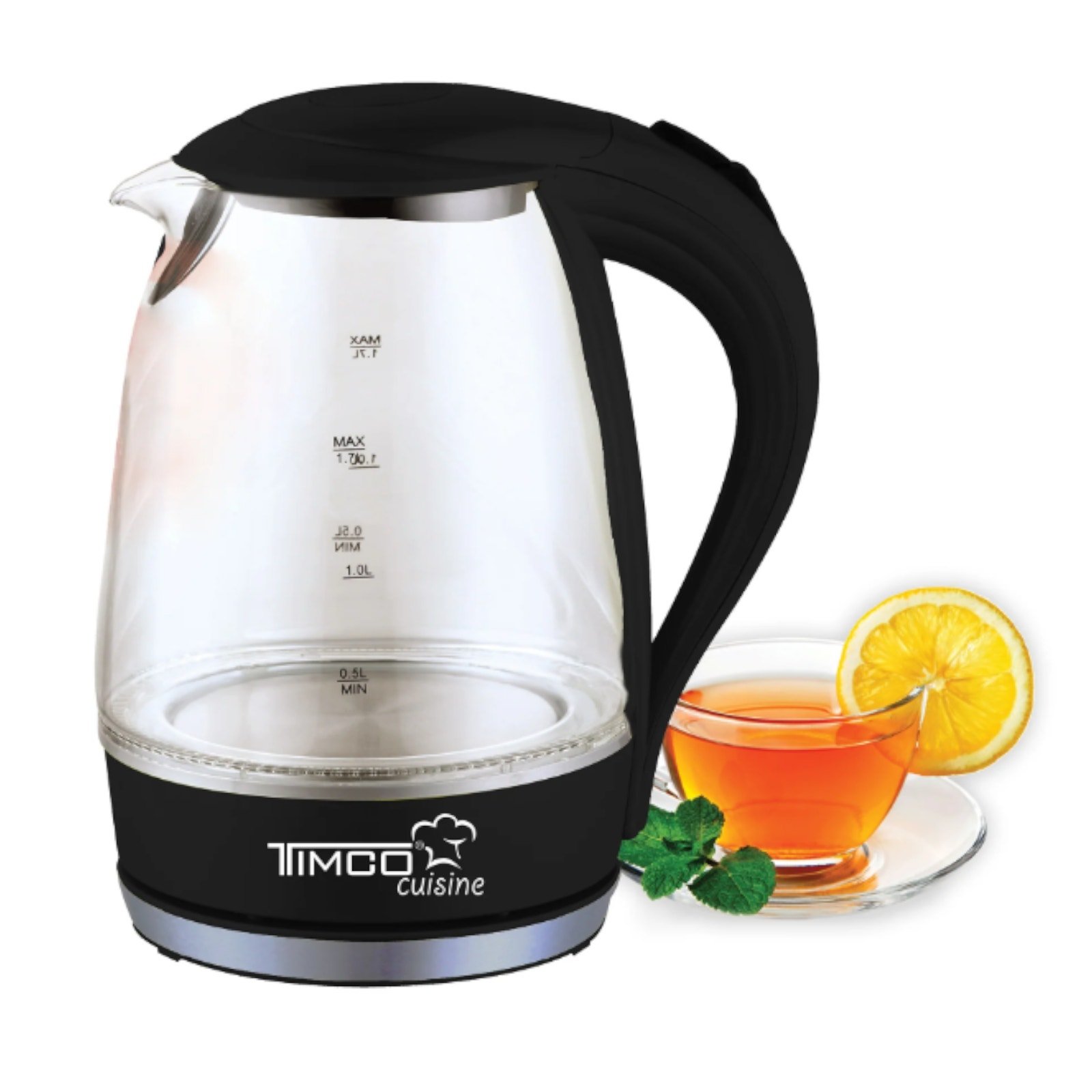 TIMCO Jarra Electric Hervidora 1.7 Liters Color Black | CMC Pharmacy Cabo Delivery in Cabo TIMCO Jarra Electric Hervidora 1.7 Liters Color Black