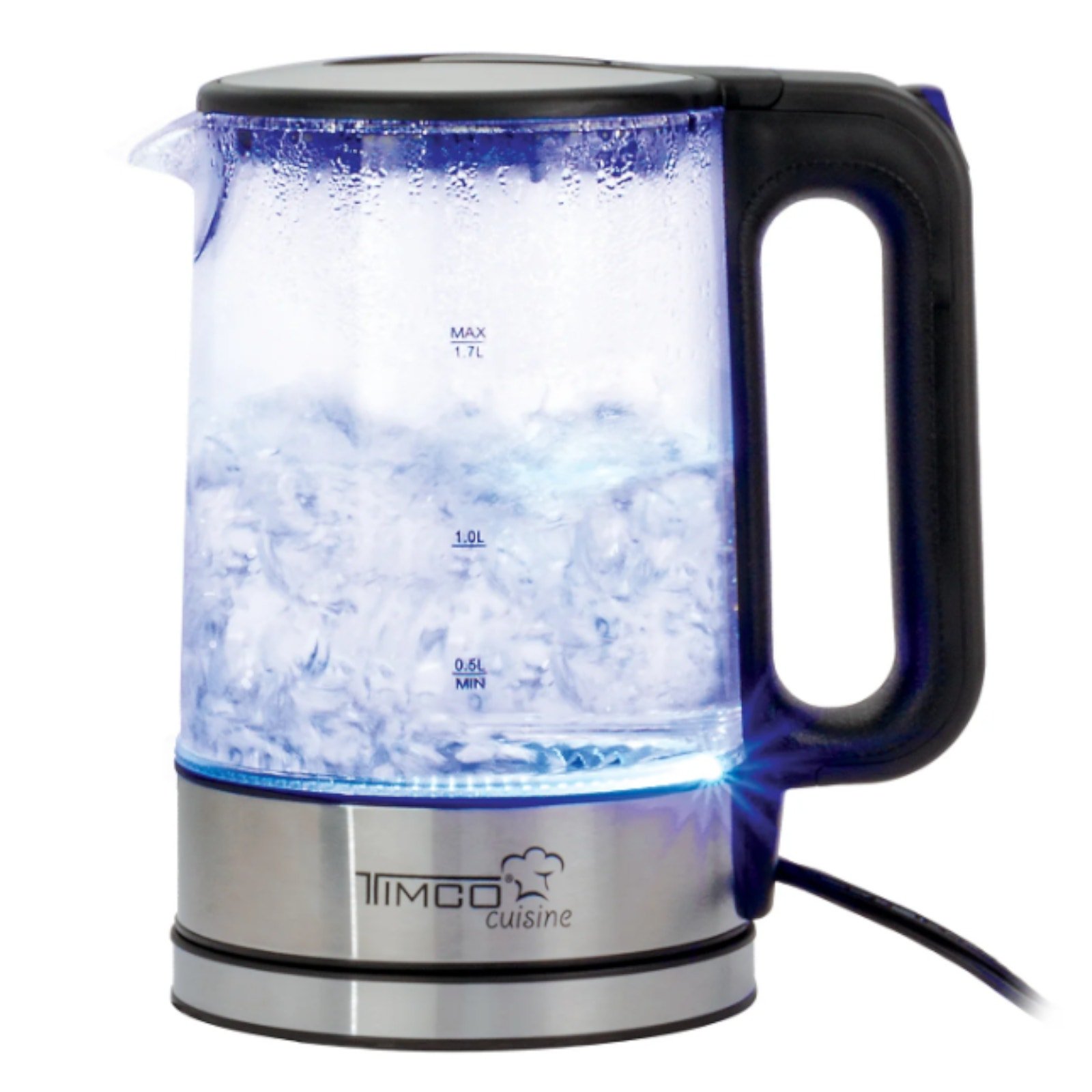 TIMCO Tetera Jarra Electric Glass 1.7 Liters Base Stainless Steel | CMC Pharmacy Cabo Delivery in Cabo TIMCO Tetera Jarra Electric Glass 1.7 Liters Base Stainless Steel