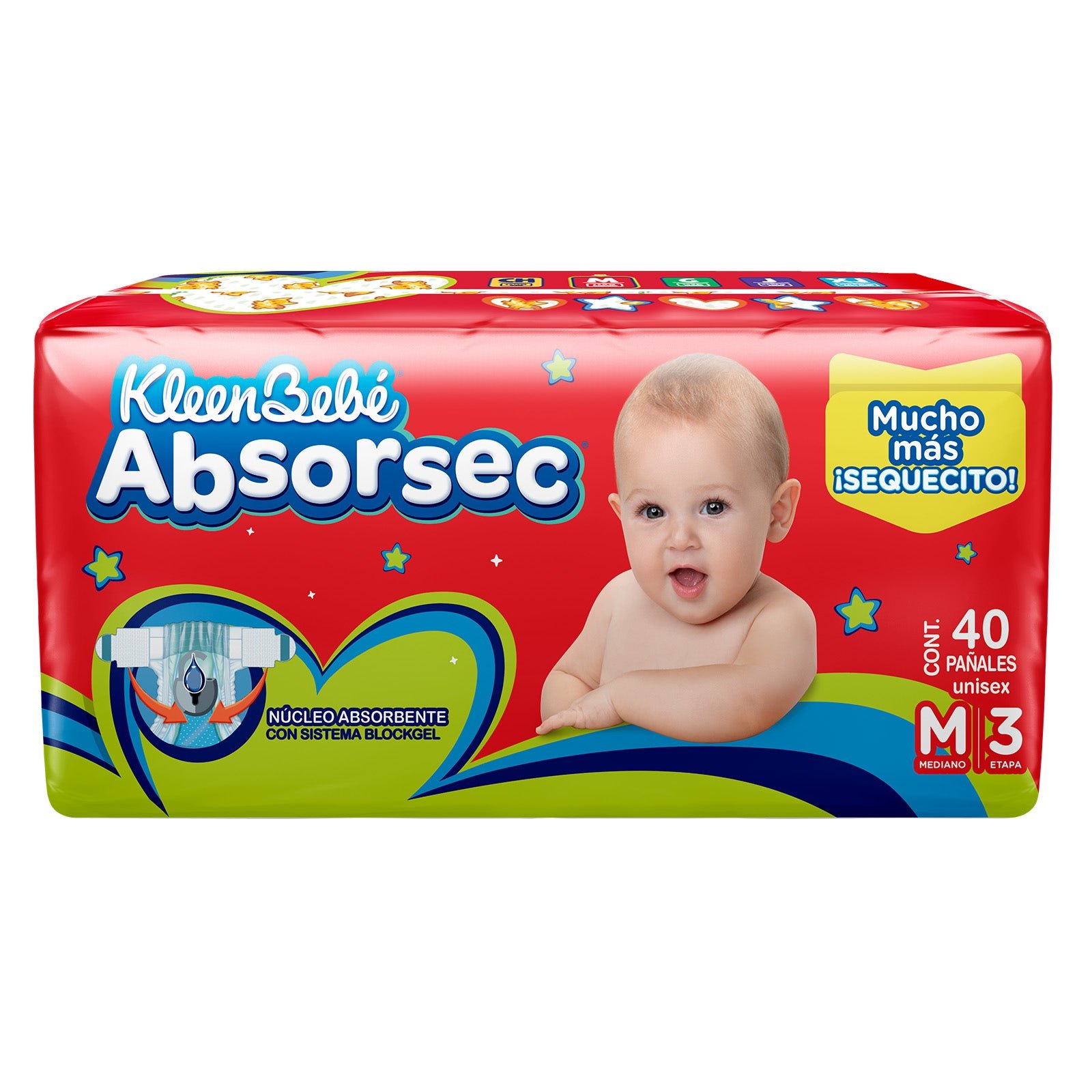Diaper Kleenbebé Absorsec Size Medium Unisex 40 pcs | CMC Pharmacy Cabo Delivery in Cabo Diaper Kleenbebé Absorsec Size Medium Unisex 40 pcs