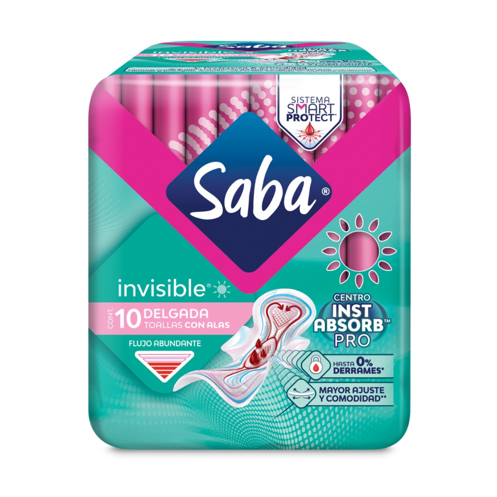 Sanitary Pads Saba Invisible Buenos Días Delgada with Alas 10 Pieces | CMC Pharmacy Cabo Delivery in Cabo Sanitary Pads Saba Invisible Buenos Días Delgada with Alas 10 Pieces
