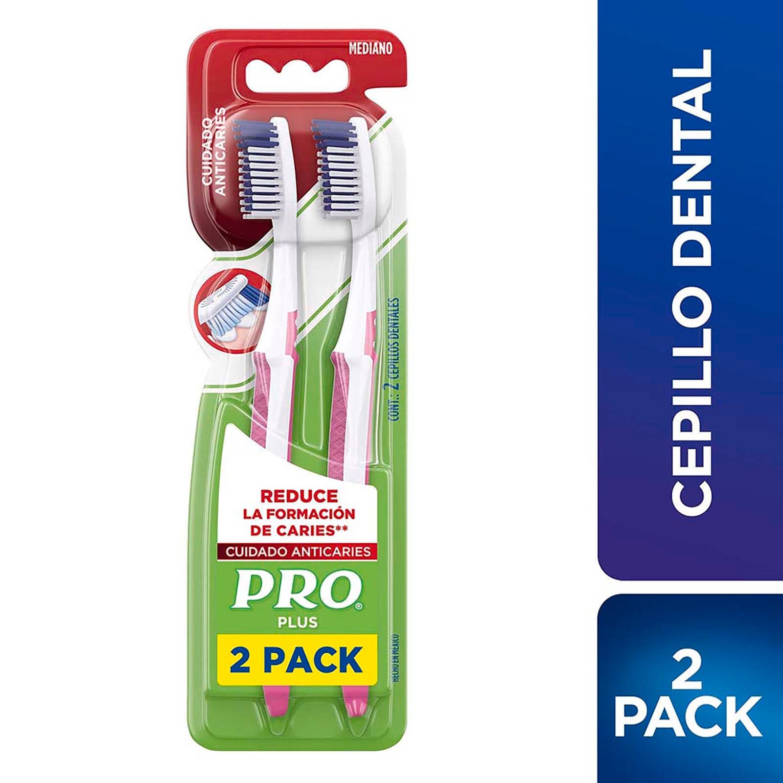 Pro Plus Care Anticaries Cepillos Dentales, 2 Units | CMC Pharmacy Cabo Delivery in Cabo Pro Plus Care Anticaries Cepillos Dentales, 2 Units