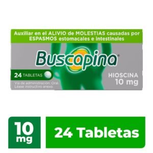 Buscapina Auxiliar in Relief Pain Panza 24 Tablets. Relief Eficaz Pain, Causados por Espasmos, Cólicos Estomacales & Intestinales