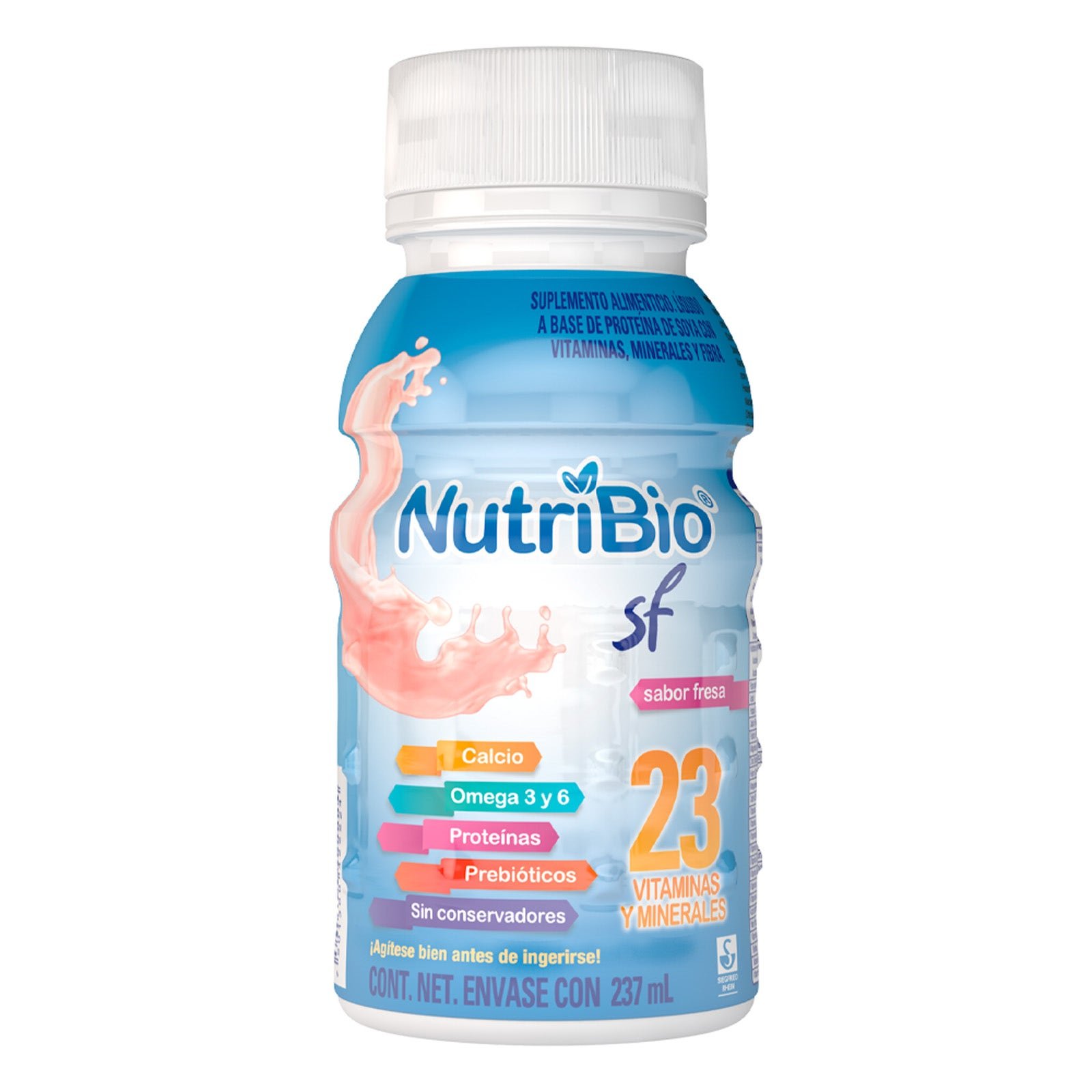 Nutribio SF - Strawberry Flavor in envase with 237 ml | CMC Pharmacy Cabo Delivery in Cabo Nutribio SF - Strawberry Flavor in envase with 237 ml