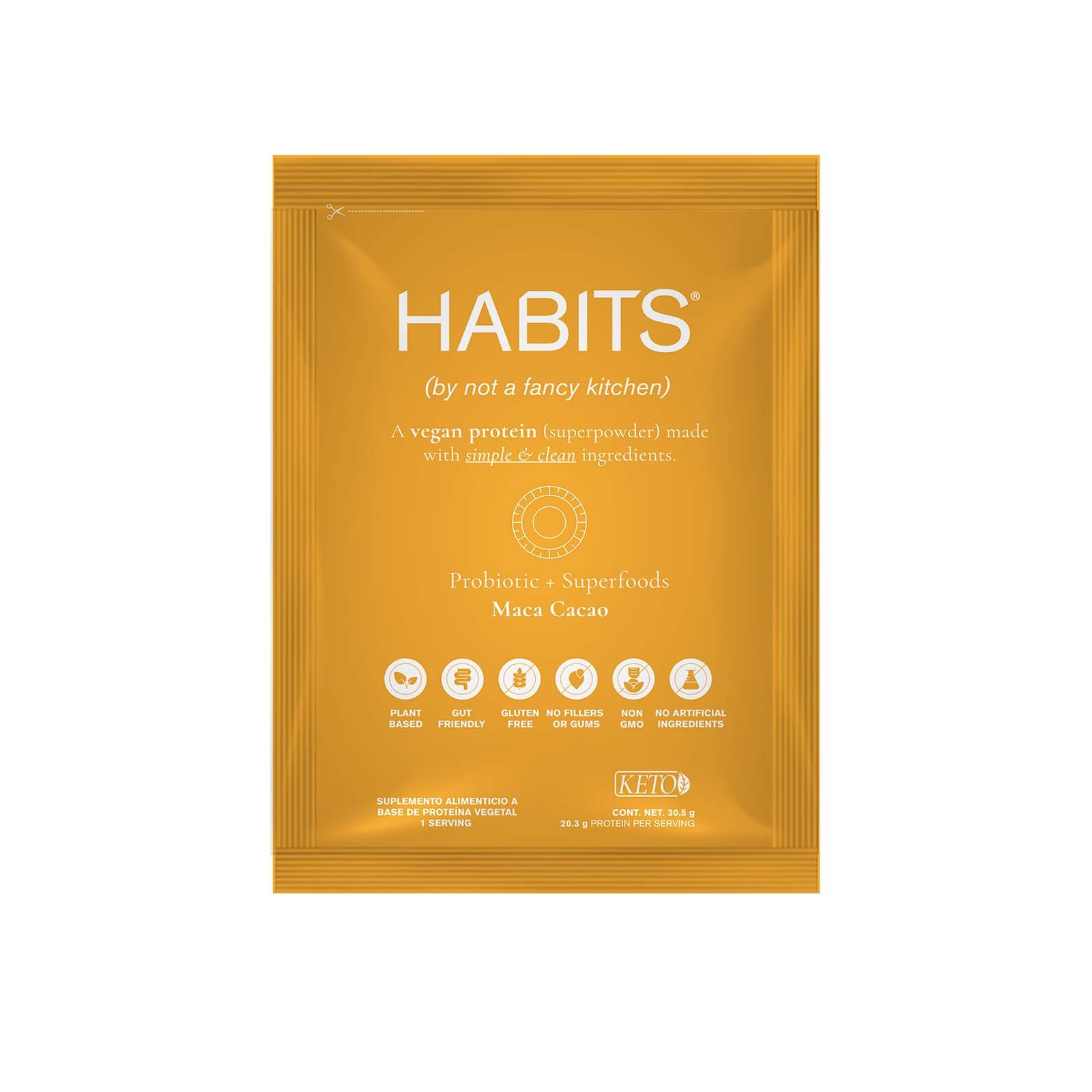 Habits Protein Vegana Sachet Individual Maca-Cacao 30.5 g | CMC Pharmacy Cabo Delivery in Cabo Habits Protein Vegana Sachet Individual Maca-Cacao 30.5 g