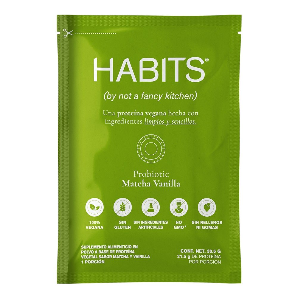 Habits Protein Vegana Sachet Individual Matcha-Vanilla 30.5 g | CMC Pharmacy Cabo Delivery in Cabo Habits Protein Vegana Sachet Individual Matcha-Vanilla 30.5 g