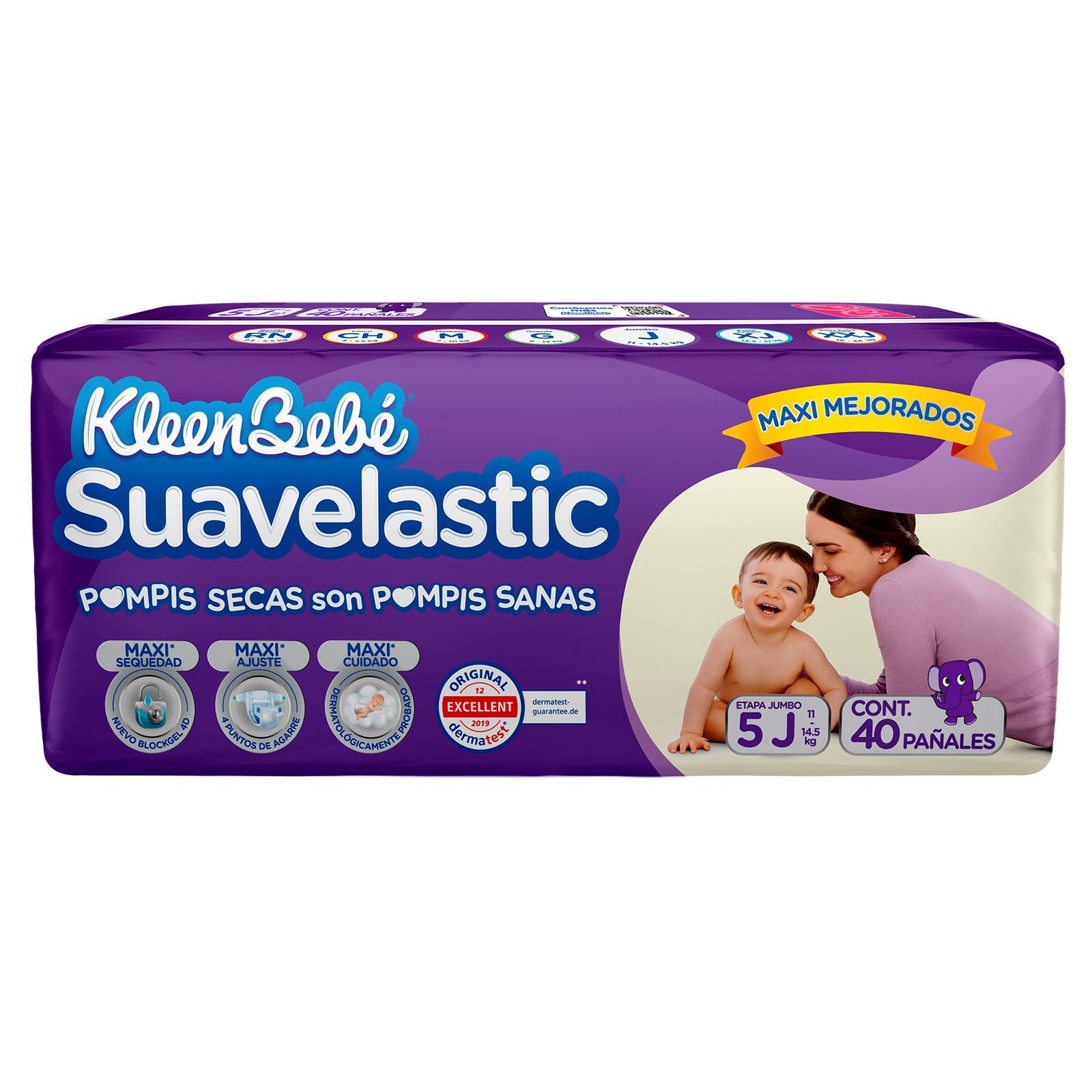 Diaper Kleen Baby Suavelastic Max Jumbo Stage 5 40 Pieces | CMC Pharmacy Cabo Delivery in Cabo Diaper Kleen Baby Suavelastic Max Jumbo Stage 5 40 Pieces