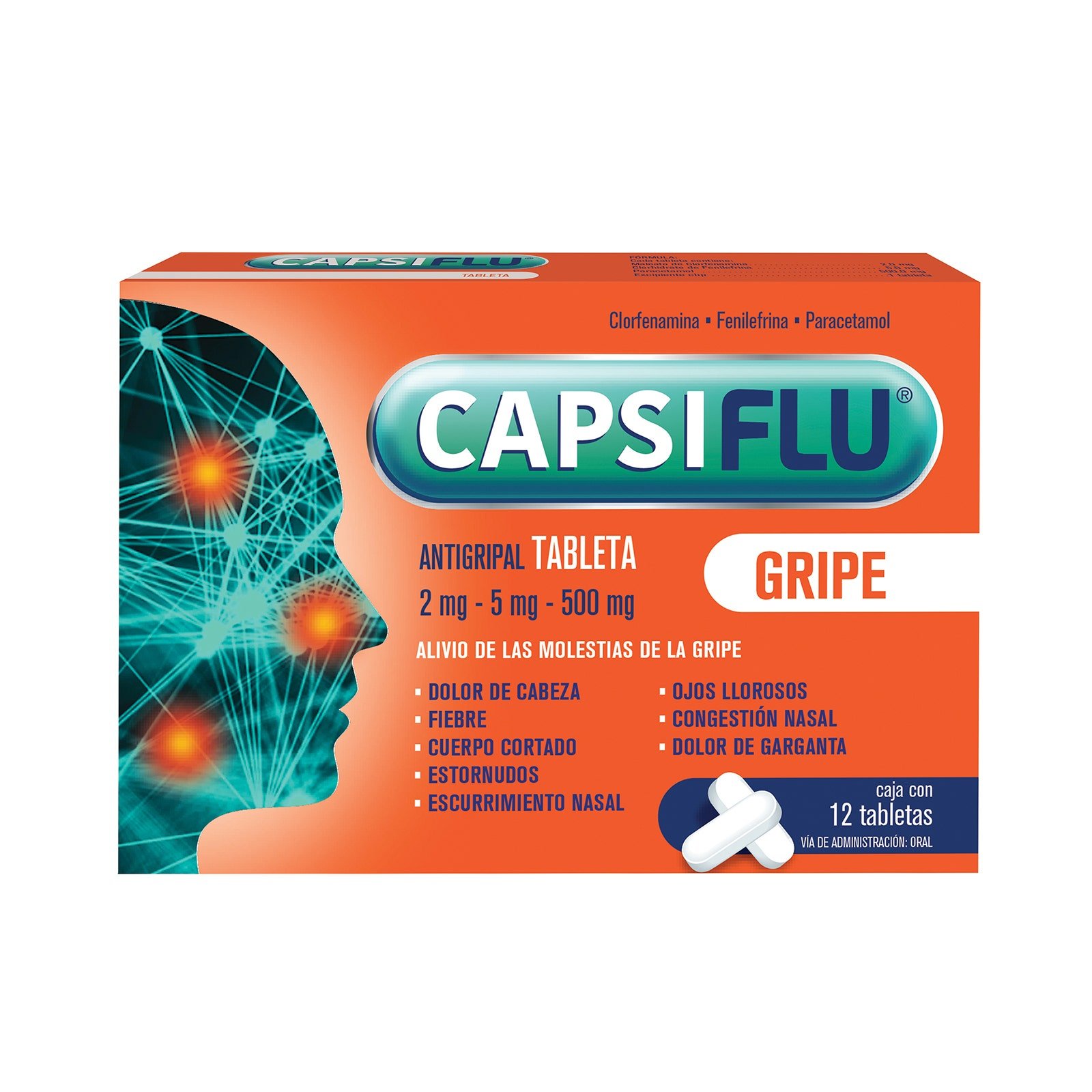 Capsiflu Gripe 12 Tablets | CMC Pharmacy Cabo Delivery in Cabo Capsiflu Gripe 12 Tablets