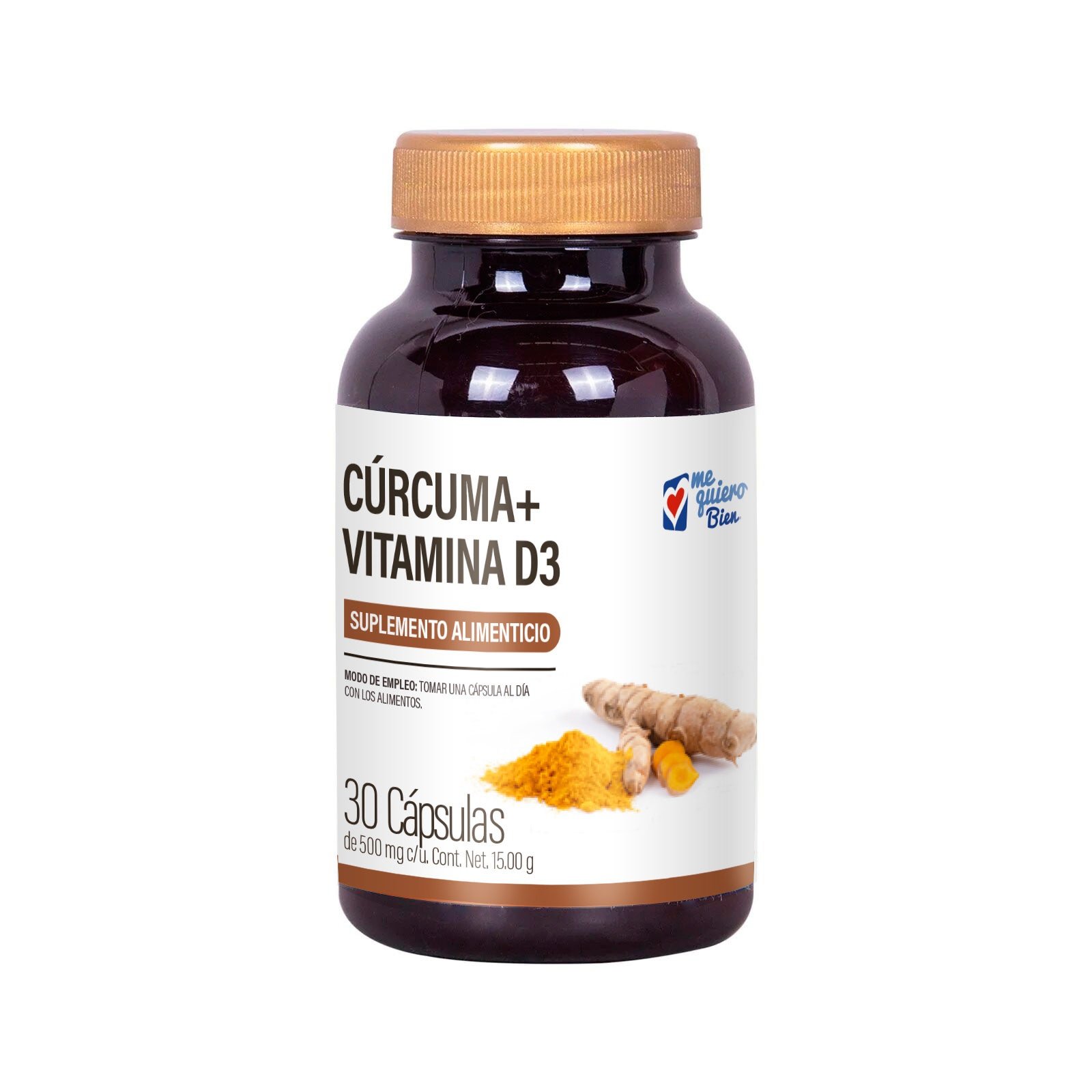 Turmeric + Vitamin D3 30 Capsules Me Quiero Bien | CMC Pharmacy Cabo Delivery in Cabo Turmeric + Vitamin D3 30 Capsules Me Quiero Bien