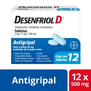 Desenfriol D Antigripal Paracetamol Box with 12 Tablets 500 mg