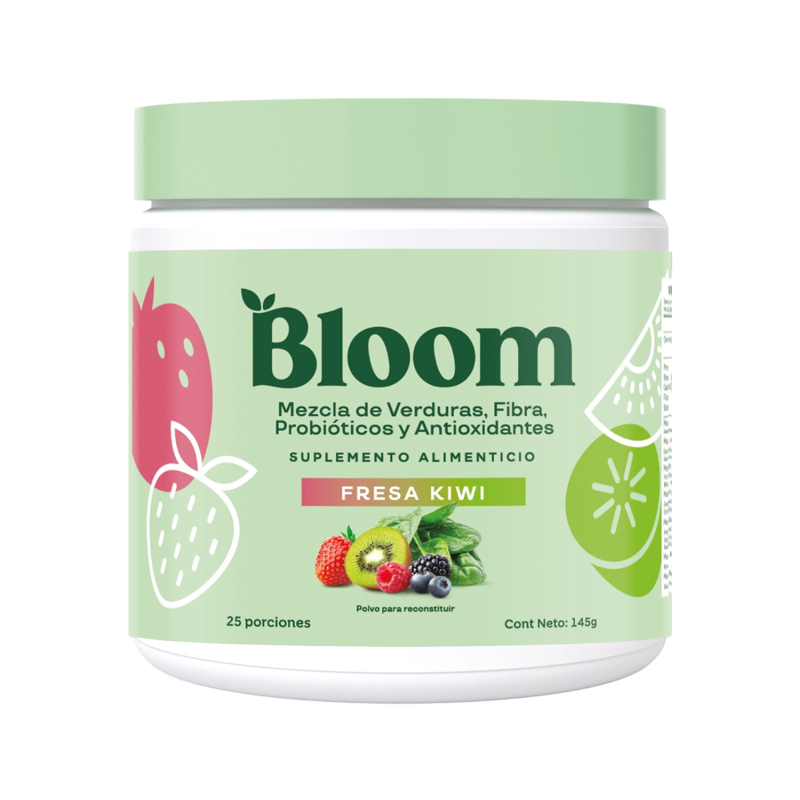 Bloom Superfoods Strawberry Kiwi 145 g | CMC Pharmacy Cabo Delivery in Cabo Bloom Superfoods Strawberry Kiwi 145 g