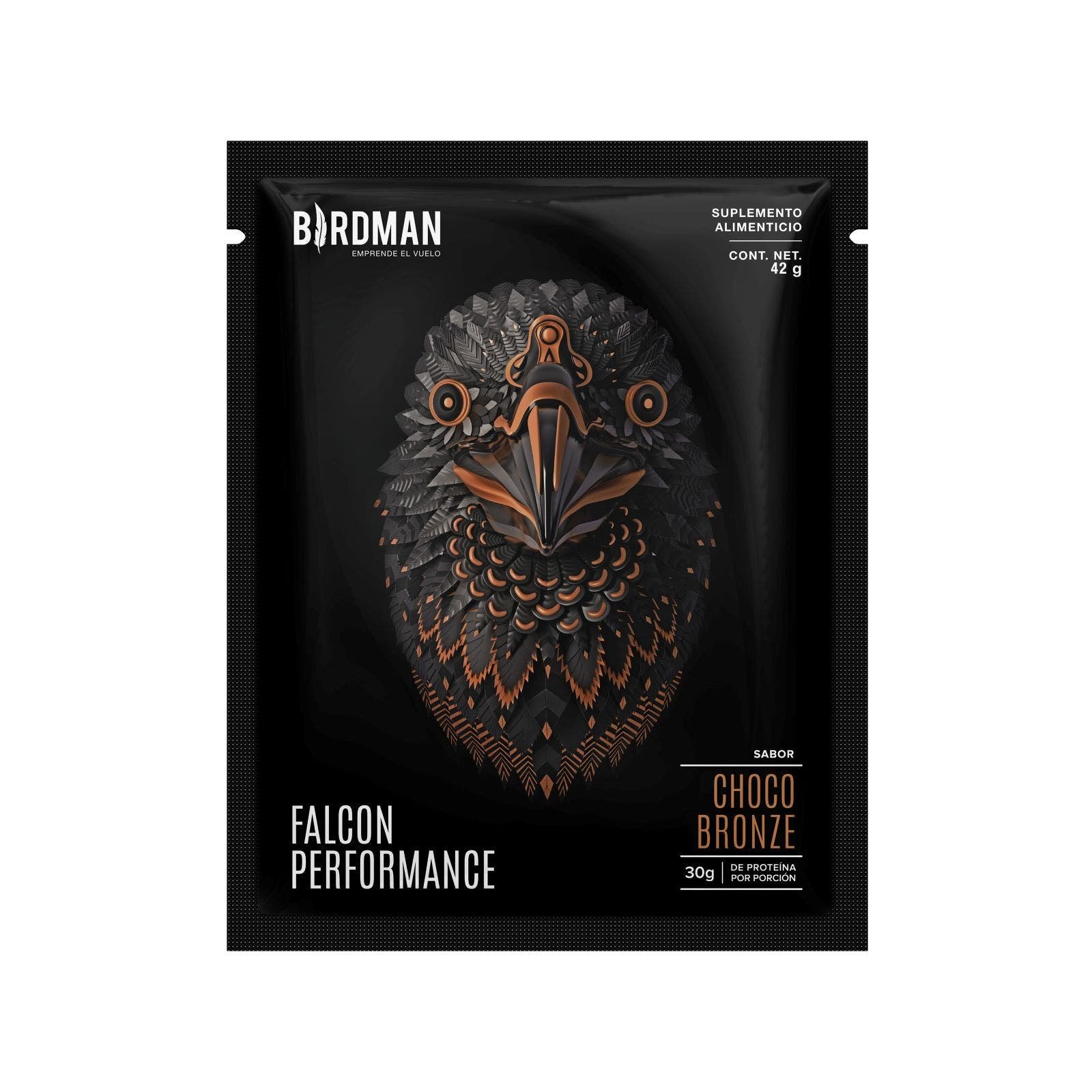 Falcon Performance Protíena Vegetal Birdman Sachet Choco Bronze 42 g | CMC Pharmacy Cabo Delivery in Cabo Falcon Performance Protíena Vegetal Birdman Sachet Choco Bronze 42 g