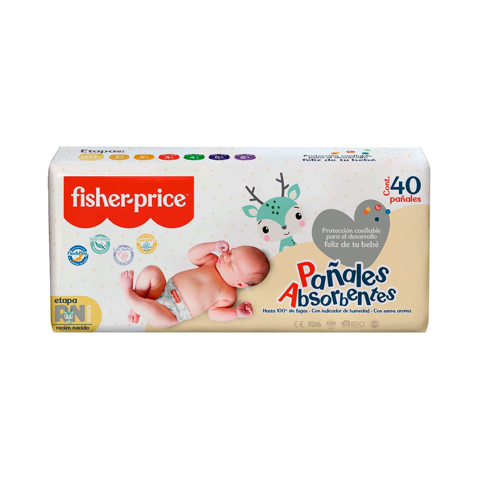 DIAPER FISHER PRICE Newborn (RN) 40 Pieces | CMC Pharmacy Cabo Delivery in Cabo DIAPER FISHER PRICE Newborn (RN) 40 Pieces