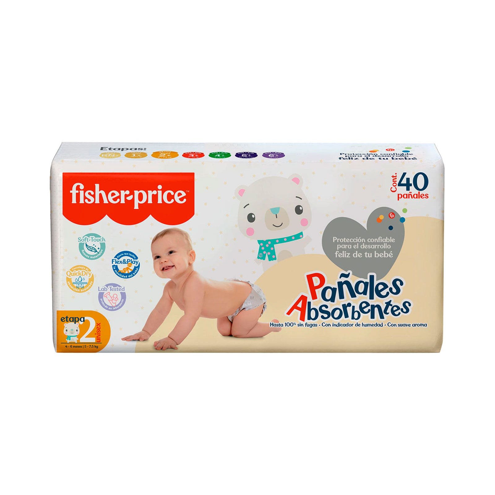 DIAPER FISHER PRICE Stage 2 Unisex 40 Pieces | CMC Pharmacy Cabo Delivery in Cabo DIAPER FISHER PRICE Stage 2 Unisex 40 Pieces